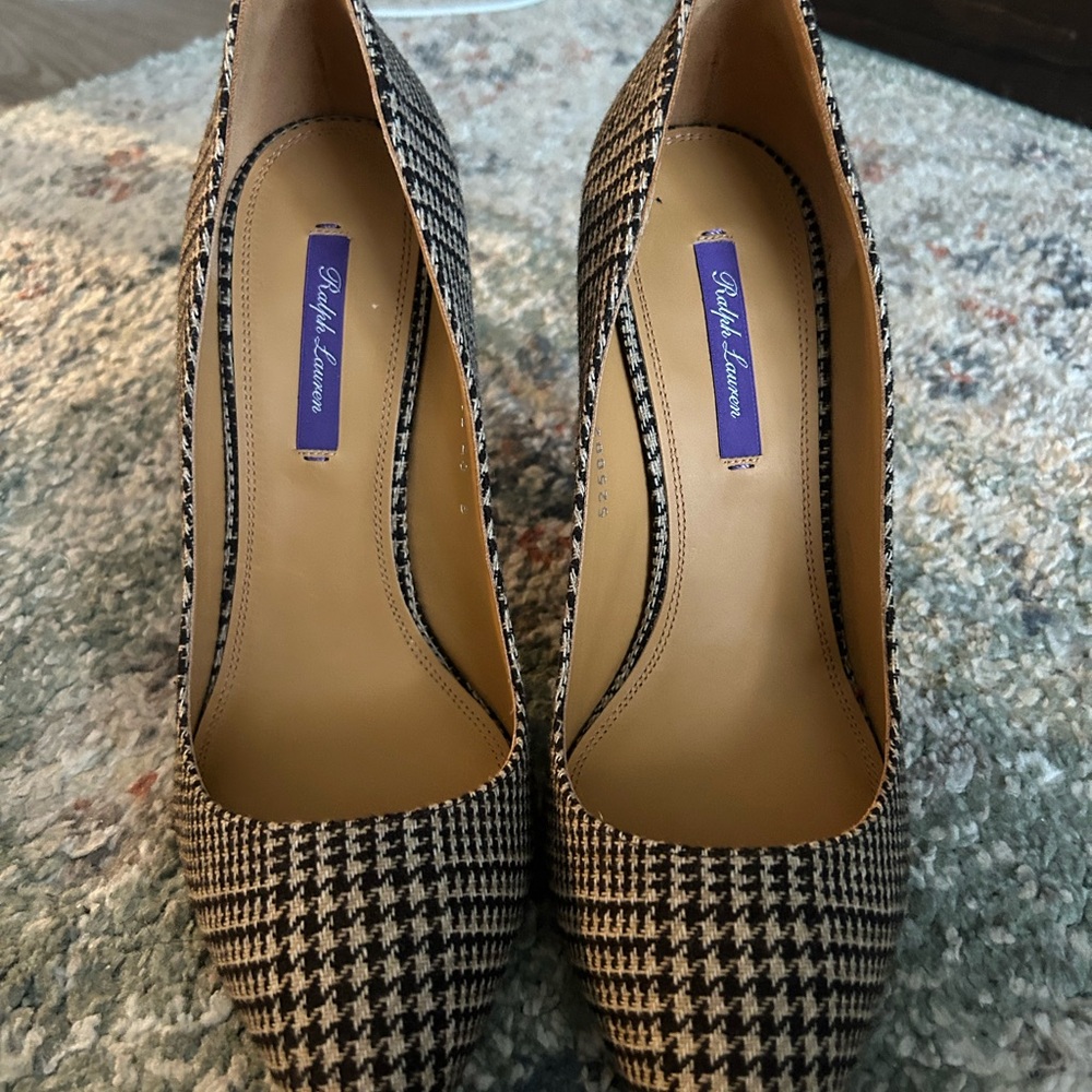 Ralph Lauren Purple Label Houndstooth Heels - Black and White